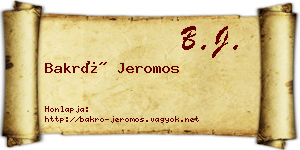 Bakró Jeromos névjegykártya